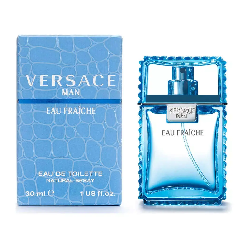 VERSACE Man Eau Fraiche Men's Cologne, Gianni Versace 1 fl oz EDT, Long Lasting Fragrance with Bergamot Fragrance Scent Blend, New in Box, Scented Fragrance
