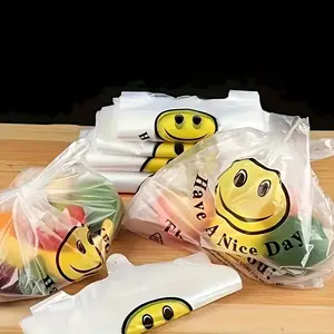 Durable High-Quality Transparent Plastic Shopping Bags with Smile Design (size 1/6, 1/8)- Leak Proof | Perfect For Restaurants, Retail Stores, Shopping Malls, Grocery Stores, Thank You For Using Plastic Bags