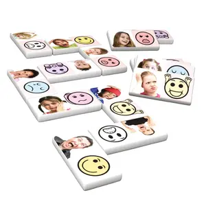 1 1/2" x 4 3/4" Emotions Plastic Dominoes Set in Collectors Tin - 28 Pc.
