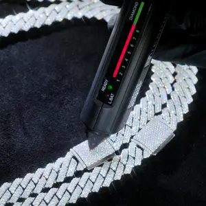 GlimmerQS925 & VVS Moissanite 10MM Prong Cuban Link Chain Sterling Silver Pass Test Lab Diamond Necklace Valentine's Day Gift For Himo