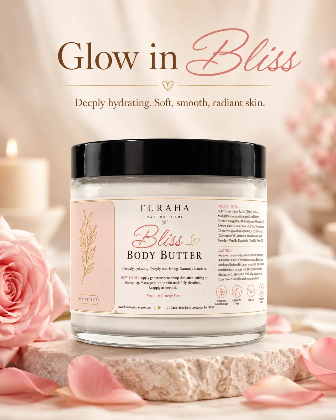 Bliss Body Butter with Shea Butter & Mango Butter | Deep Moisturizing Skin Care