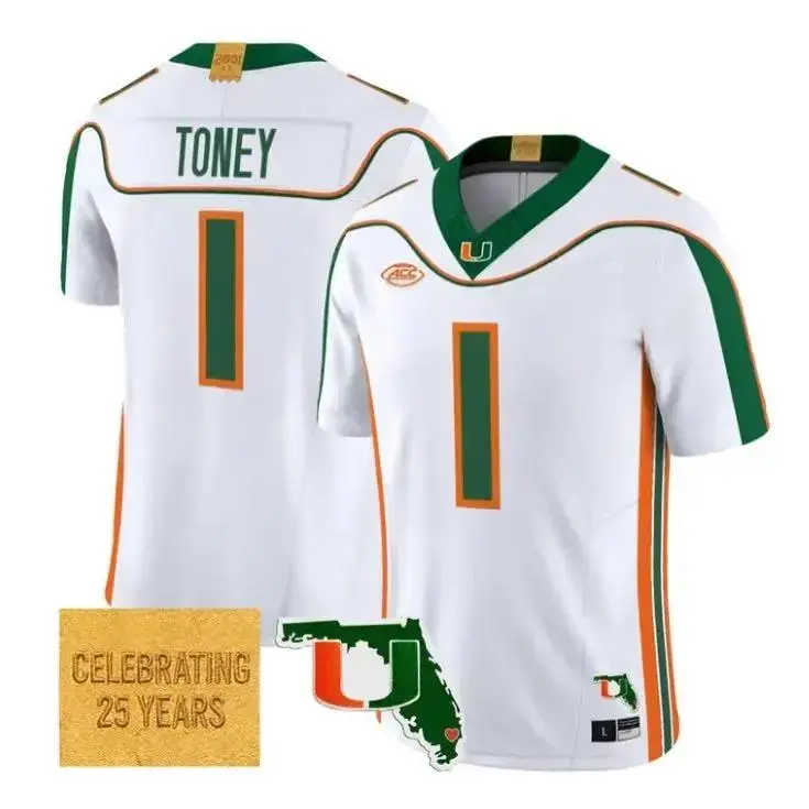 Miami College "Malachi Toney #1" [2001 Throwback 2026] All Stitched Jersey , Series Top Player Hurricanes Gameday Sports Fan Apparel, Streetwear Collection Miami Fan Gift