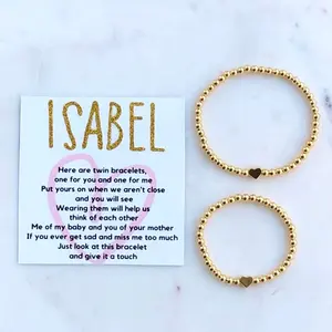 Simply Stated NY First Day of School Matching Bracelet Set, School Anxiety Relief Bracelet, Mom Child Security Bracelets, Kid Comfort Bracelet, Think of Me