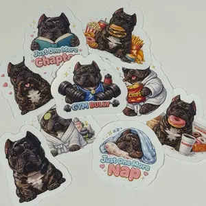 American Bully Sticker Pack  Cute Dog Stickers – Gym, Snacks, Reading & Nap Designs