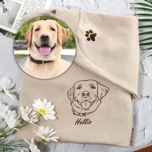 Custom Pet Embroidered Sweatshirt, Custom pet Portrait, Embroidered Sweatshirt, Custom Pet Gifts Menswear Stylish Embroidery Fabric Hoodie Personalized