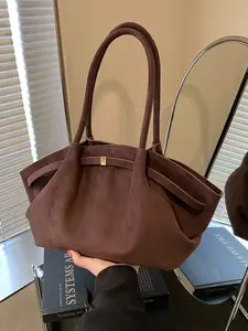 Autumn Winter Faux Fur Simple Large Capacity Pu Tote Bag, Versatile Fashion Retro Lazy Style Shoulder Bag, Daily Commute Handbag