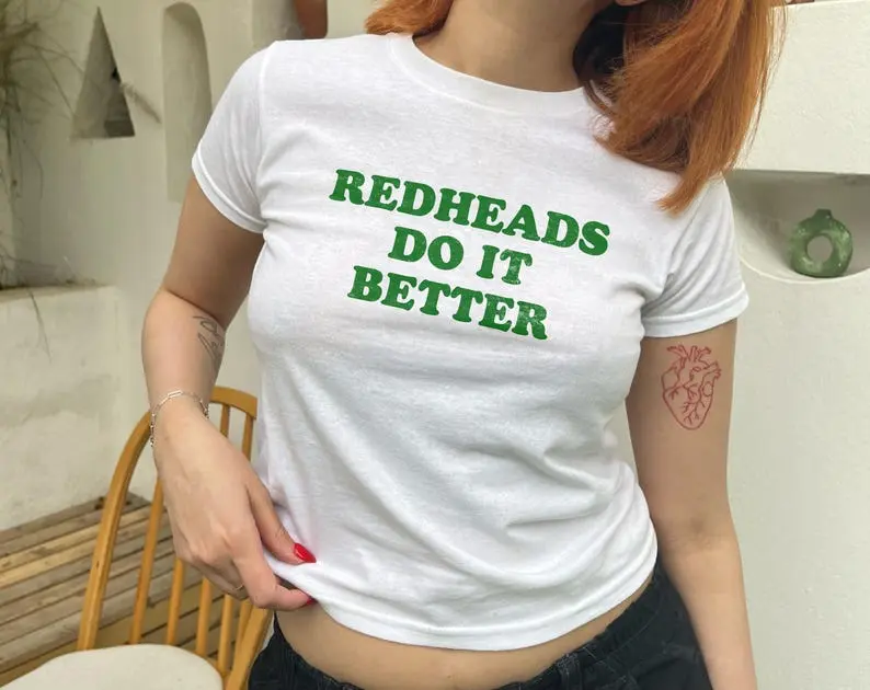 Redheads Do It Better Y2K Baby Tee  St. Patrick’s Day Crop Top