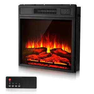 VEVOR Electric Fireplace Insert, 26 inch Recessed and Wall Mounted with Adjustable Flame Color Brightness 8h Timer Remote Control, Indoor Heater w/ 750W/1500W Dual Heating Modes, 5000BTU Black
