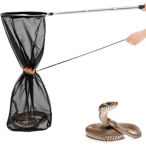 Snake Catcher Net Rattlesnake Grabber Snake Handling Tools Telescopic Pole Stick with 16.2''-27.6'' Handle and 11.8'' Net Opening for Reptile Catch Snake Removing Catching