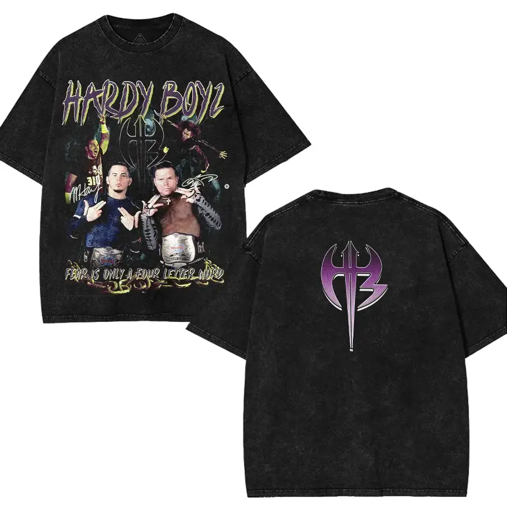 Hardy Boyz Washed T-Shirt Wrestling Shirt WWE Vintage Wrestling Fan Gift - Unisex Acid Wash Cotton Graphic T-Shirt
