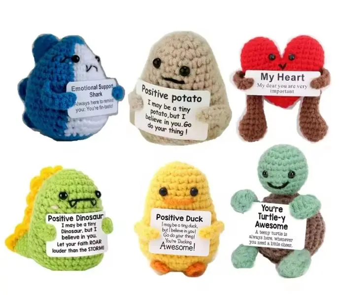 Positive Energy Crochet Plush Set – Mini Emotional Support Pocket Friends
