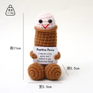 Handmade Crocheted Dolls Whimsical Funny Positive Knitted Plush Toys with Playful Twist 11cm Tall 5.5cm Wide Unique Design Humor Positivity Card