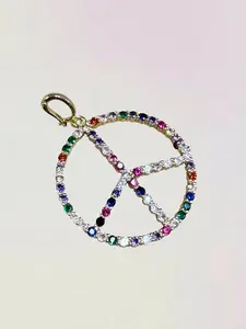 Multicolored stones peace sign charm