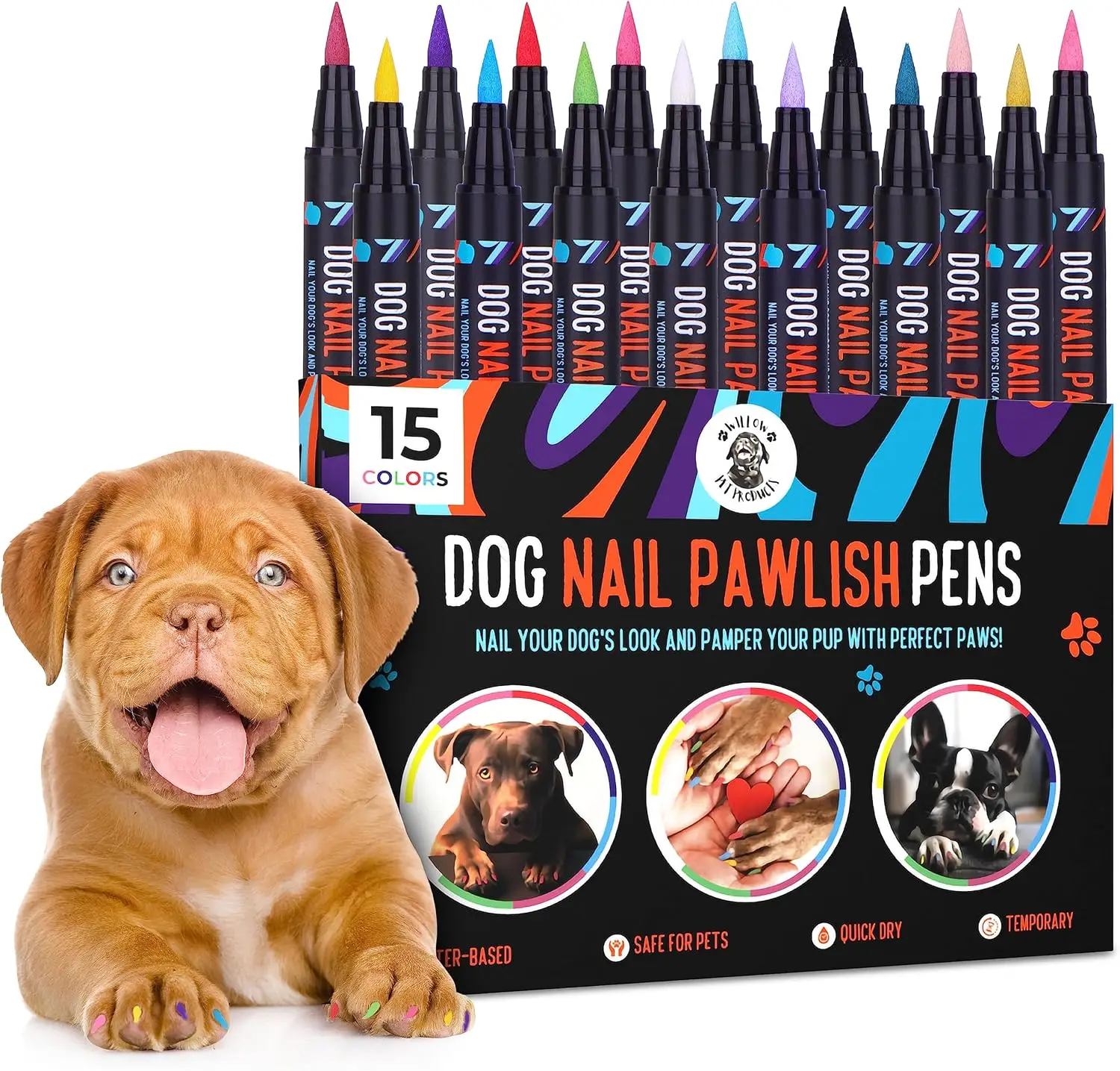 Dog Nail Polish Pens Quick Dry - Pet Nail Polish for Dogs or Cats, Easy Application, Fast Dry - Great Girl Dog Accessories, Puppy Nail Pawlish Set