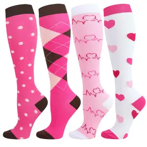 Compression Socks 4 Pairs for Women and Men, 15-20 mmHg Knee High Support Socks with Lightweight Feel, Easy-On Stretch and Smooth Toe Comfort for Nurses, Long Shifts, Walking, Standing, Travel, Office and Daily Wear
