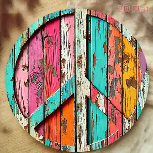 2D Flat - 1pc Peace Sign Pattern Retro Style 8*8 Inch Aluminum Sign 2D Flat, Suitable for Decor Lovers Pursuing Peace and Retro Style