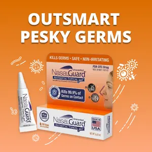 NasalGuard Nasal Antiseptic Gel | Helps Kill 99.9% of Germs Around the Nose | Alcohol-Free, Moisturizing, Daily Use | Drug-Free Protection | 150+ Applications (Unscented, 3g)