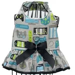 Gamer Girl Ruffled Dog Harness : Custom With D-Ring, XXS-Small