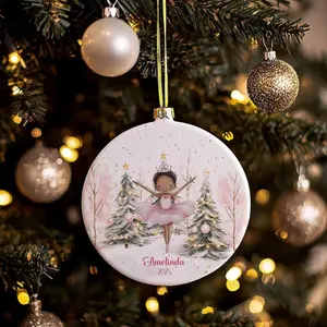 Personalized Pink Ballerina Ornament, Girls Pink Dancer Christmas Ornaments, Childrens Gift Ornament with Name, Kids Ornaments for Girls
