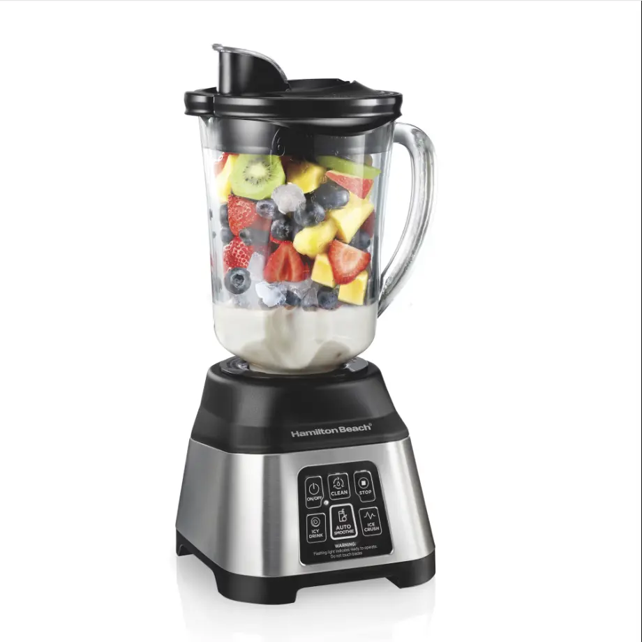Hamilton Beach Smoothie Smart Blender, 48 oz Glass Jar 850 W Countertop Blender for Kitchen, Stainless Steel