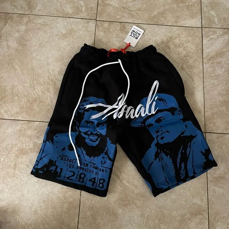 Asaali blue and black shorts