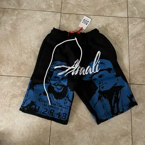 Asaali blue and black shorts