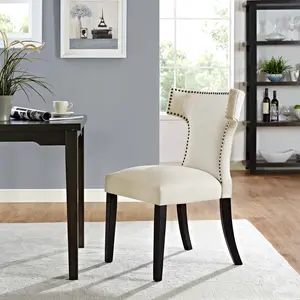Modway Curve Fabric Dining Chair in Beige