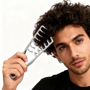 Pompadour Texture Styling Comb, Wide Tooth Comb, Root Volume Hairbrush, Heatless Styling Tool for Men & Women, Bangs Cover Up, Hair Seam Beauty Brush Clips