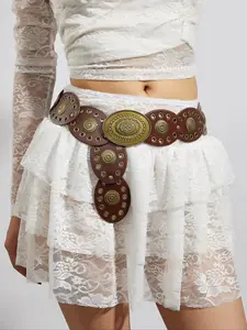 Boho Style Women's Waist Belt, Vintage Hollow Out Heart Design, Perfect for Jeans & Dresses, Ideal for Music Festivals & Casual Wear