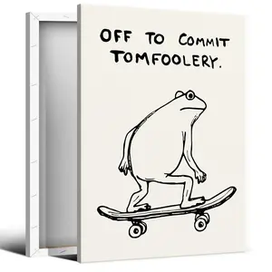 Funny Frog Framed Canvas Wall Art Vintage Sarcastic Quote Poster for Bathroom Living Room and Office Decor Creative Housewarming and Birthday Gift