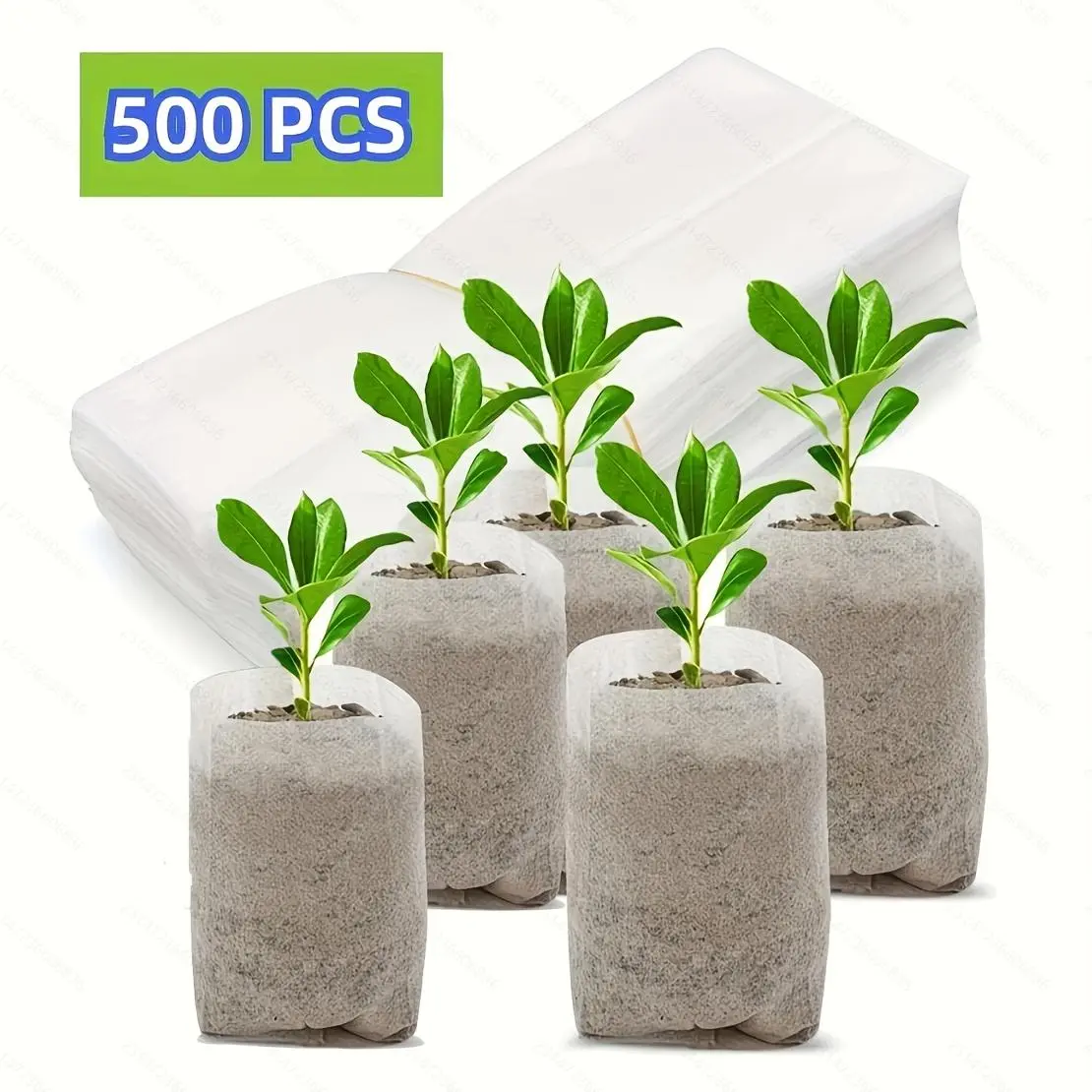 500pcs Non-Woven Seedling Grow Bags Bulk Pack - Eco-Friendly, Breathable, Biodegradable Plant Nursery Pots, Space-Saving Gardening Supplies for Vegetables, Father's Day Gift Option