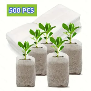 500pcs Non-Woven Seedling Bags - Plant Nursery Grow Bags for Vegetables Flowers, Breathable Biodegradable Seedling Pots, Space Saving Garden Greenhouse Supplies
