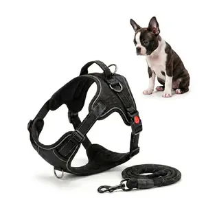 No Pull Dog Harness with 5FT Leash – Reflective, Adjustable, Breathable & Easy On/Off Design for Safe Daily Walks