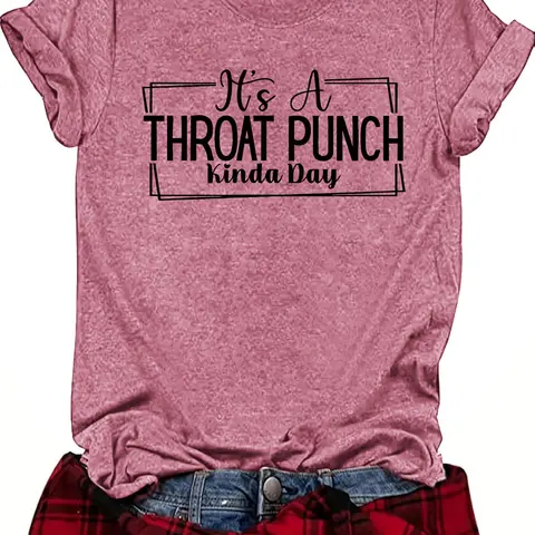 Women's Letter Print Round Neck Tee, Casual Short Sleeve Crew Neck T-shirt for Summer, Fashion Women's Top for Daily Wear