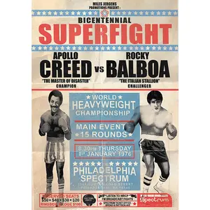 Rocky Balboa VS Apollo Creed Bicentennial Superfight Poster