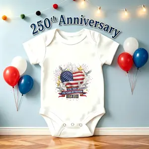 American Flag Heart USA Cute Baby Romper Soft Cotton Breathable Onesie for Newborn Essentials and Baby Shower Gift