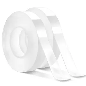 2 Pack Nano Double Sided Heavy Duty Mounting Tape, Transparent Multipurpose Adhesive Tape for Walls, Rugs and Other Pasting Items