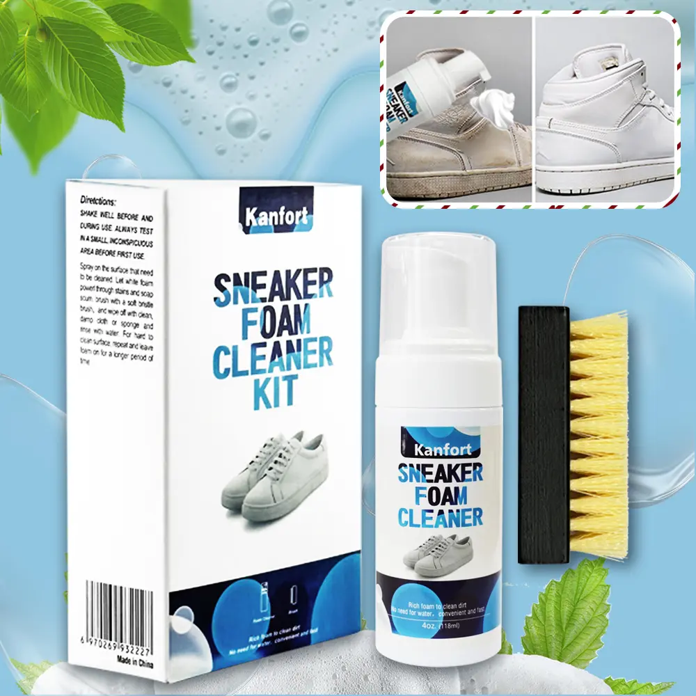 Foam Shoe Cleaning Kit - PU Leather Cleaning & Care Solution for Suede, Leather, Knit, Boots, Canvas, Fabric, Nylon Mesh Shoes