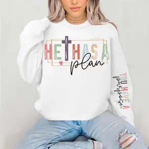He Has A Plan  Crewneck Sweatshirt Gildan Everyday Style Super Soft Unisex Fit Streetwear Graphic Top warm Womenswear Casual Printed Long Sleeve
