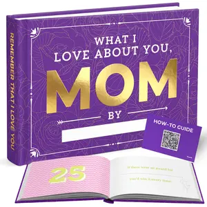 What I Love About Mom Fill in the Blank Book, Personalized Gift For Mom, Memory Keepsake Journal For Mother’s Day, Birthday, Christmas Gift From Daughter Or Son