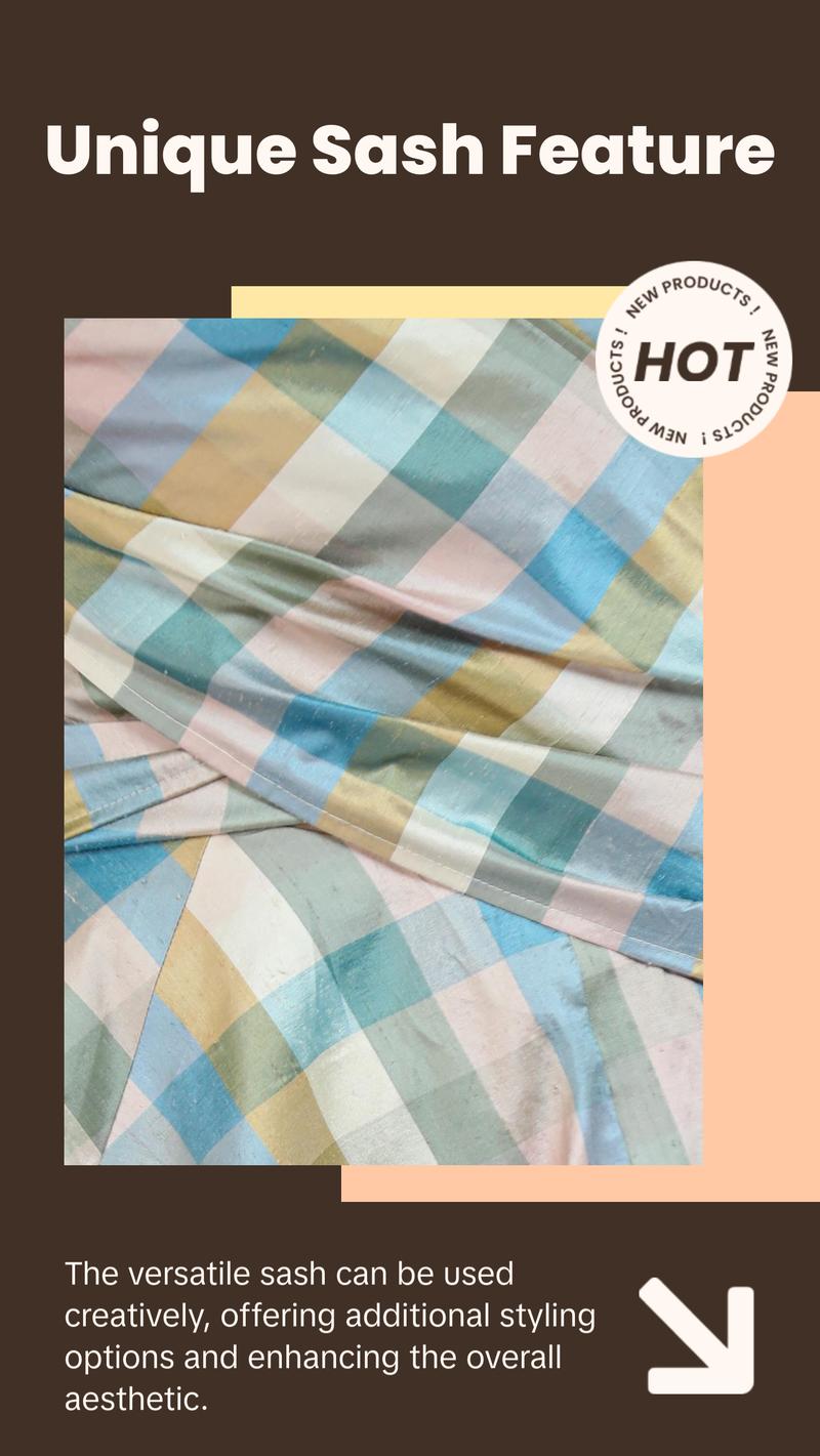 Morphew Collection Mixed Pastels Silk Taffeta Plaid Denise Dress