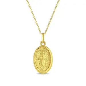 Miraculous Virgin Mary Toddler/Kids Necklace Religious - 14k Gold Over Sterling Silver