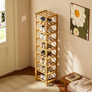 1pc Simple Bamboo Shoe Rack, Multi-Layer Home Entryway Storage Shelf, Space-Saving Shoe Organizer for Small Apartments, Indoor Shoe Cabinet