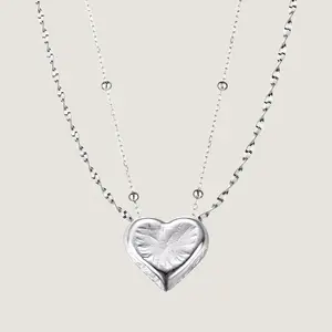 S925 Sterling Silver Heart Necklace for Women - Platinum Plated Dainty Pendant, 18" Chain, Hypoallergenic Tarnish Resistant Waterproof, Romantic Gift for Her Girlfriend Wife Birthday Christmas