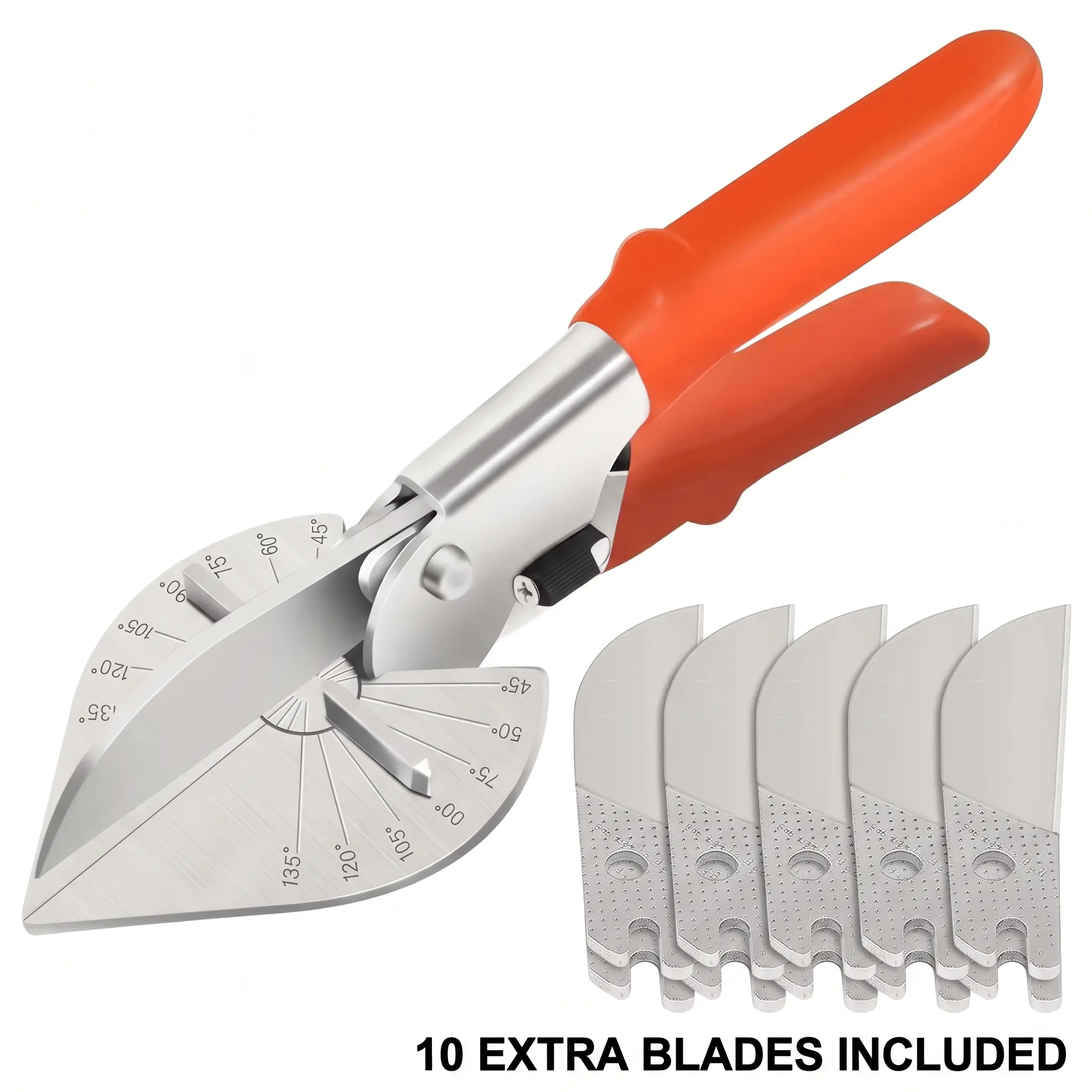 Stainless Steel Miter Shear - Adjustable 45°-135° Angle Cutter with Replacement Blades, Precision Tools for PVC/Wood/Plastic Trimming, Tools and Gadgets for DIY Enthusiasts & Home Improvement Supplies