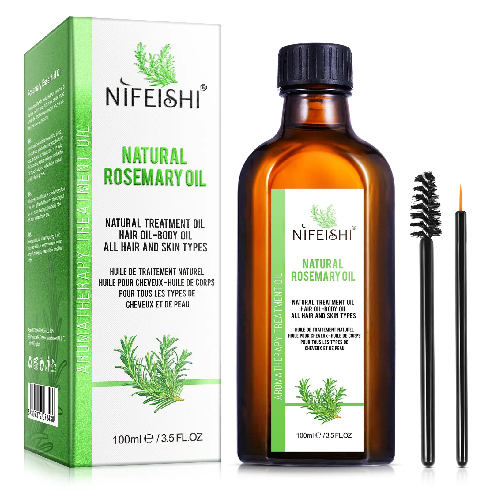 Nifeishi Rosemary Oil for Hair Growth & Skin Care, 100ml Hair & Body Oil with Biotin for Lengthening, Strengthening & Anti-Dandruff Scalp Treatment, Hairgrowthproducts