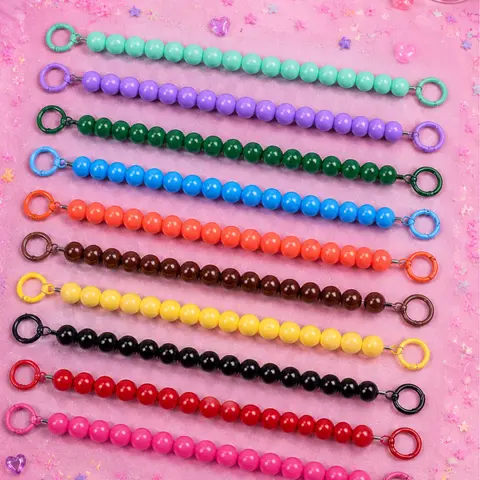 Preppy Durable Acrylic Pocket Pearl Key Chain - 2-Color Matching Clips, Colorful Phone Keychain Accessories, Shopping Tote Strap Luggage Bag Handle Decor