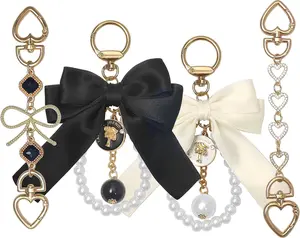 4 count Purse Extender Chain & Bow  Kit, 2 Extender Chains & 2 Bow Charms,Handbag Strap Extenders Purse Charms