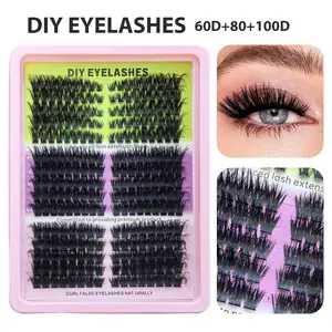 Lash Set Gift Box Segmented Lashes & 60D+80D+100D Clustered Lashes, Solid Form, Non-Flammable Liquid, Mixed Lengths, Beauty Industry Park