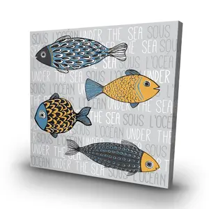 360 Stand Nautical Fish Illustration Photo Print (C1RC3232QXV1KR, 32x32 in.) - Aquatic, Fish, Marine, Ocean-Inspired Wall Arts, Home Decor Gift for Home Supplies, Aquatic Wall Arts